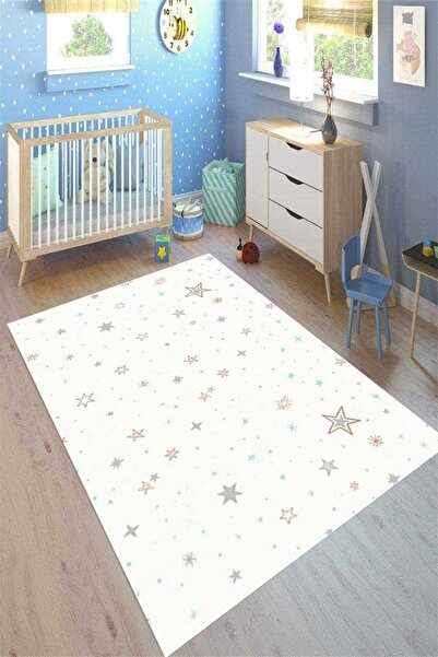 MOTTO HALI Cotton Şönil Kaymaz Tabanlı Yıkanabilir Antibakteriyel Dijital Bas...