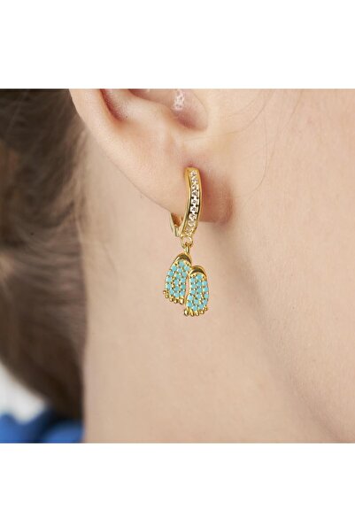 nevamkuyumculuk Taşlı Bebek Ayak İzi Küpeleri