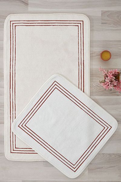Nazik Home Set de covorașe de baie brodate Zen Line din 2 piese (60 X 100 cm).