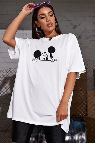 Pasage Λευκό μπλουζάκι Azurco Oversize Mickey με στάμπα