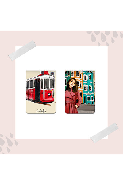 Fatofotofan إشارة مرجعية مغناطيسية مزدوجة مع رسم فتاة الوسادة - ترامواي