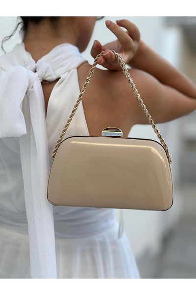Sh Poly Λουστρίνι βραδινό φόρεμα Clutch - Chain Strap Hand Wedding and Engagement Night Shoulder Bag