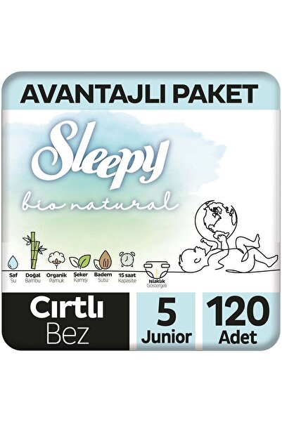 Sleepy Bio Natural Avantajlı Paket Bebek Bezi 5 Numara Junior 120 Adet