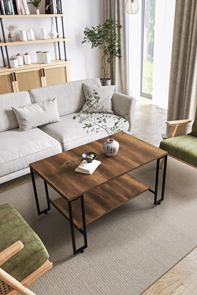 ED Efelez Design Orta Sehpa , Nury Tekerlekli Orta Sehpa Takımı , Siyah Metal...