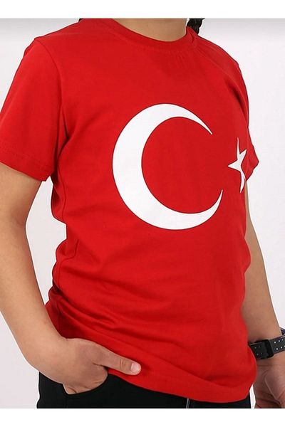 Esterella unisex children's Turkish flag t-shirt / Turkish flag t-shirt / crescent and star t-shirt