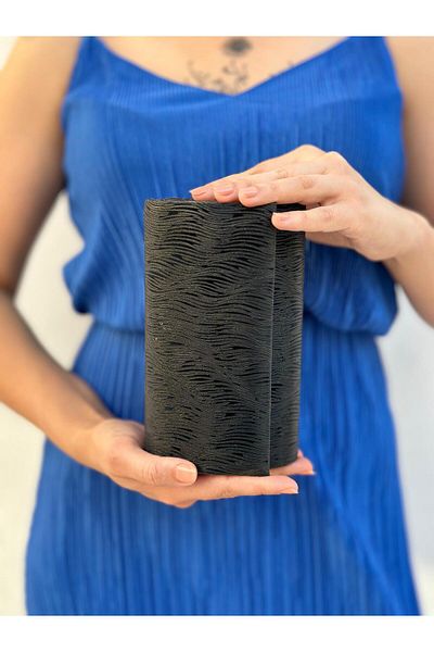 Sh Poly Pochetă neagră ondulată pentru rochie de seară pentru femei - Geantă de umăr de mână pentru nuntă și logodnă cu curea cu lanț