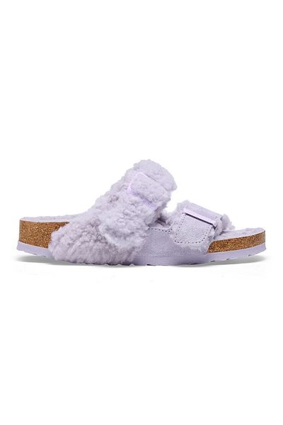 Birkenstock Arizona Split VL Teddy Laf - Papuci de damă din piele de căprioară