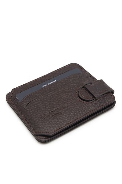 Pierre Cardin Unisex Leather Floater Coffee Card Holder - 0510a42