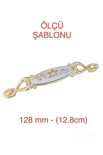 Porcellana Perla Mâner de mobilier din metal porțelan -Kulb -Mâner de mobilier pentru sertar dulap de bucătărie - Smarald 128mm- STK3090