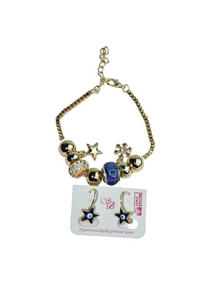 artı bir bodrum Star Pattern Bracelet and Earring Set
