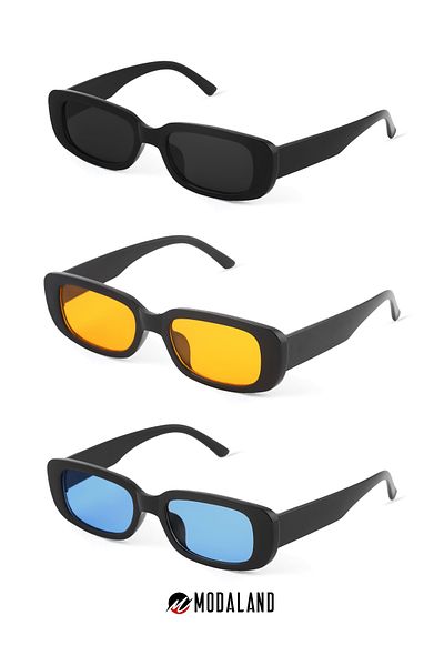ModaLand New Season Black Rectangular Sunglasses - 3-Piece Deal Set