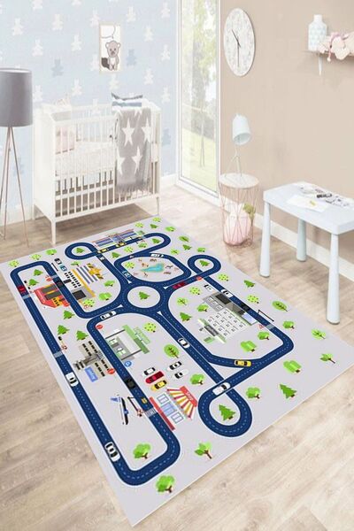 Motto Rug Store Eko Dijital Baskı Kaymaz Taban Dekoratif Makinede Yıkanabilir...