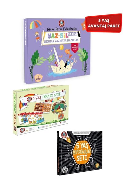 Çocuk Akademi Yeni Müfredat Yaz Sil Serisi Okuma Yazmaya Hazırlık Seti ve 5 Y...