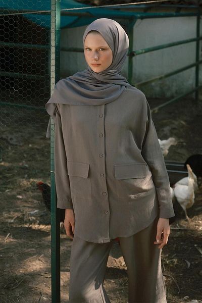Qef Gray Crepe Shawl - Daily Use