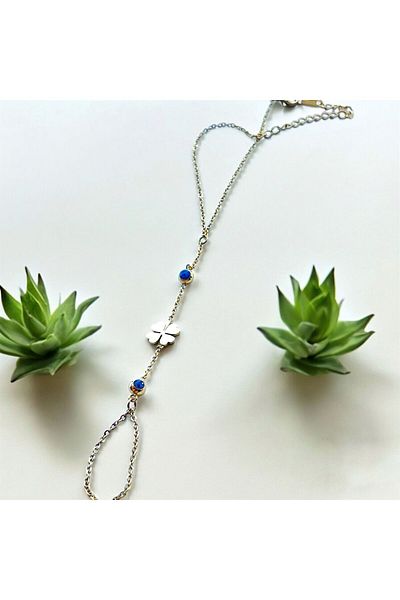 lolajewelry Luxuey Steel Gold Color Evil Eye Beaded Clover Steel Masterpiece