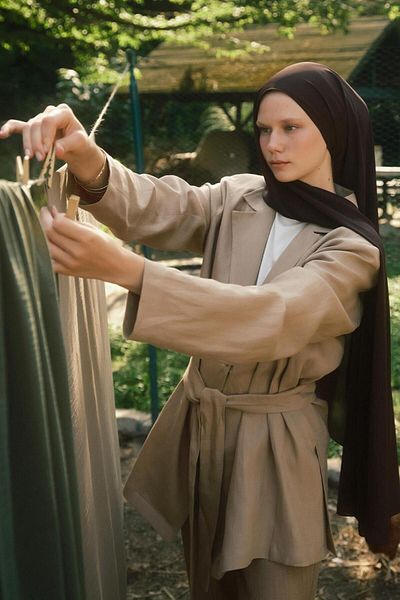 Qef Bitter Brown Crepe Shawl - Daily Use