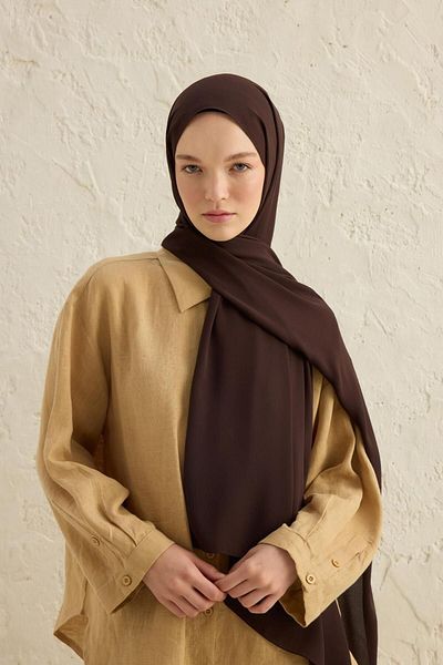 Qef Bitter Brown Crepe Shawl - Daily Use