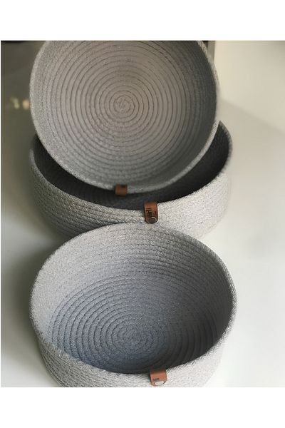 jade home Jhjadehome 3-Piece Cotton Wicker Basket Organizer - 16*7 18*7 20*7 Gift Baskets