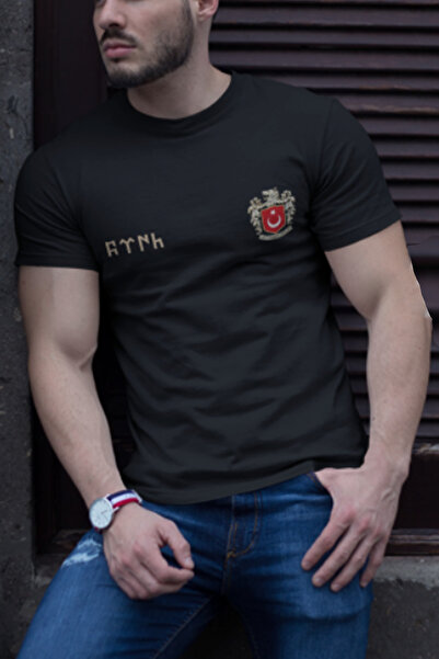 WİDİ TÜRK Bozkurt Baskılı Bozkurt Sembolü TÜRKİYE ve TÜRK Bayrağı Kurt Regular Fit %100 Pamuk T-Shirt