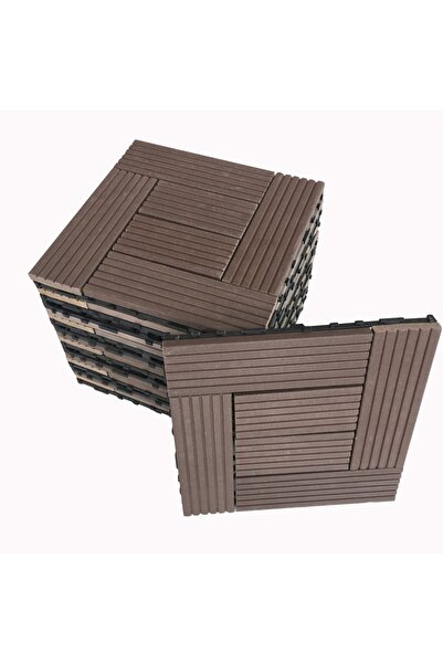 safirkom Kompozit (AHŞAP PLASTİK) Zemin Klik Sistem 1 M2 (11 ADET KARO) Kahve...