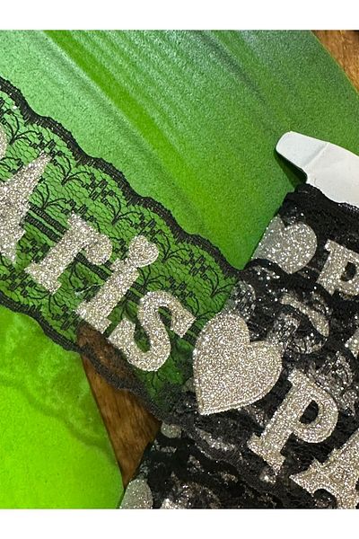 Gönülden Tasarım Tul negru lucios Paris scrisă guipură șină accesorii pentru îmbrăcăminte - 4 cm (1 metru)