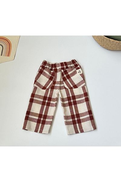 Zebra l LINEN FABRIC PLAIDED BALL TROUSERS BABY/KIDS TROUSERS