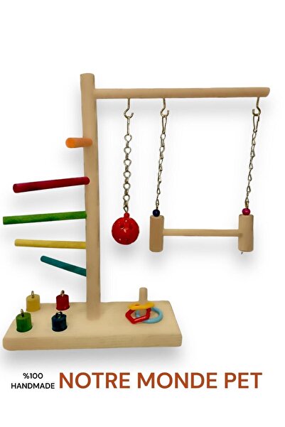 NOTREMONDEPET Ahşap t tünek muhabbet kuşu vb kuşlar için uygundur zeka oyunlu...