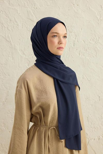 Qef Navy Blue Daily Crepe Shawl