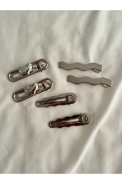 Planet Butik 6-Piece Heart Wave Metal Buckle Set