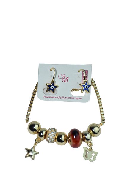 artı bir bodrum Bracelet and Earring Set with Star