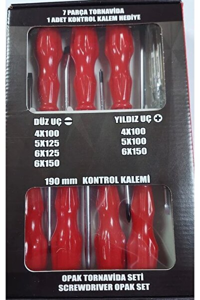 RAYNO 7 Parça Opak Tornavida Seti (kontrol Kalemi Hediyeli)
