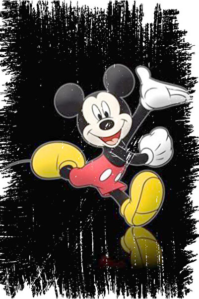 hediyeniburadabul Ξύλινη αφίσα με σχέδιο Μίκυ Μάους