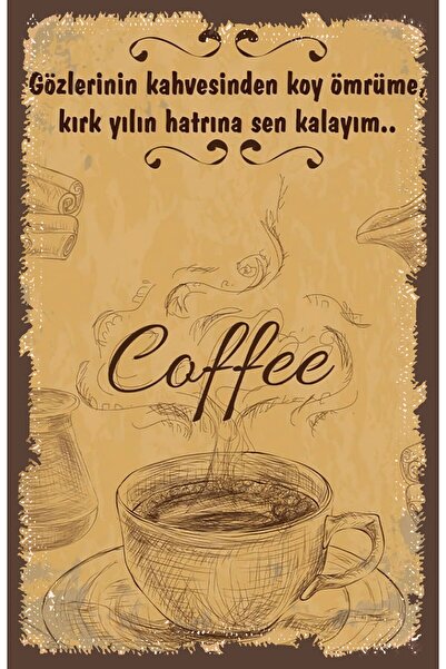 hediyeniburadabul Poster din lemn cu design ceai și cafea