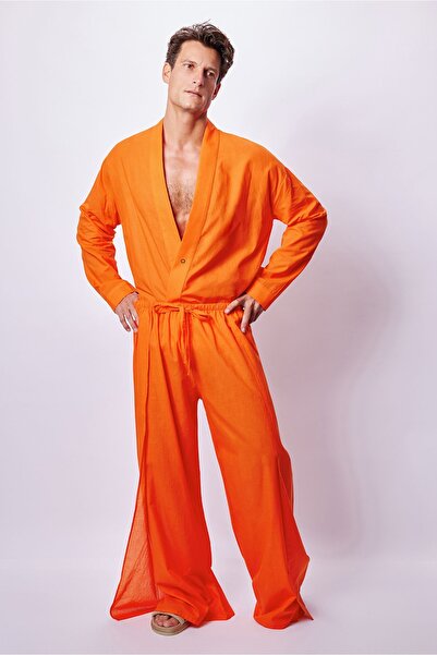 Dear Deer مجموعة كيمونو برتقالية بأكمام طويلة