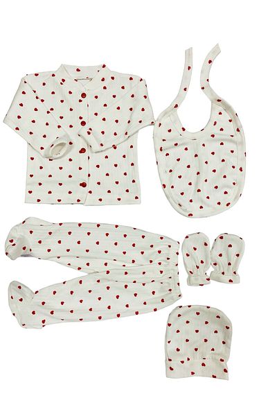 Bonbino 5-Piece Organic Heart Patterned Hospital Discharge Set