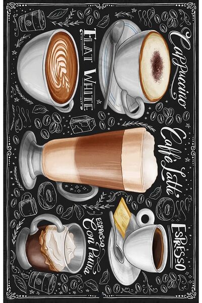 hediyeniburadabul Poster din lemn cu design ceai și cafea