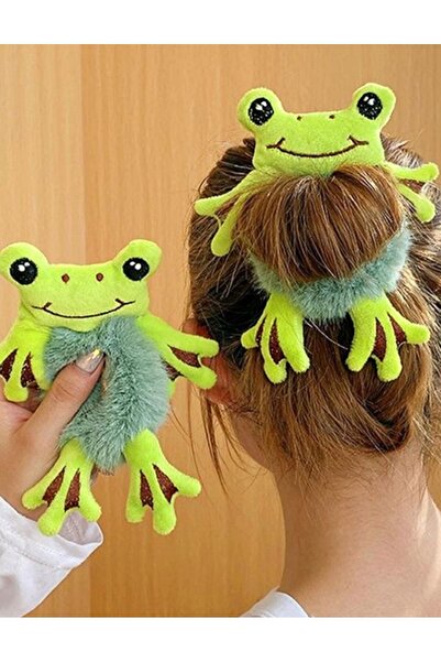 NİLZ إبزيم على شكل ضفدع من القطيفة باللون الأخضر