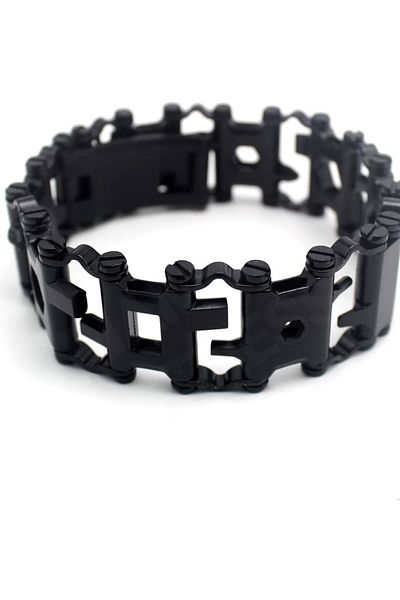 Chavin Men's Steel Multitool Bracelet - 29 Functions, 3 Cm, Black Eg62sy