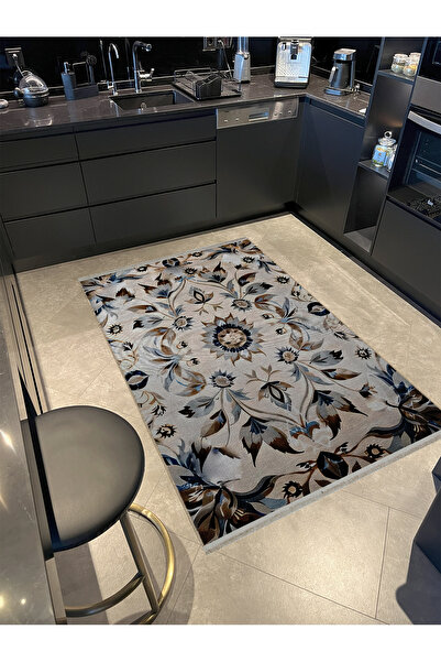 Rugs Modern Halı Bej  Antik Tasarım Serisi Saçaklı Yaprak Detaylı Desenli Dek...