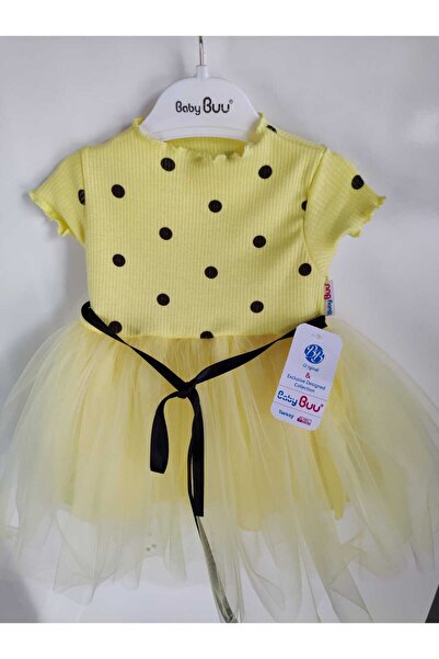 sofun فستان توتو منقط باللون الأصفر