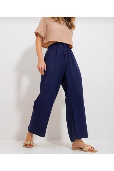 redquenn Bol Paça Aerobin Kumaş Pantolon Lacivert