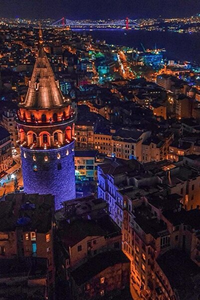 hediyeniburadabul Poster din lemn cu design Turnul Galata