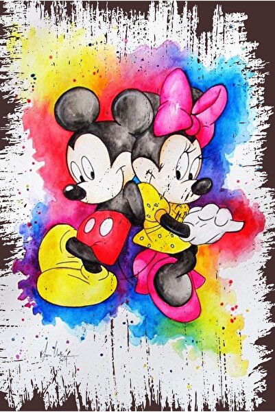 hediyeniburadabul Ξύλινη αφίσα με σχέδιο Μίκυ Μάους