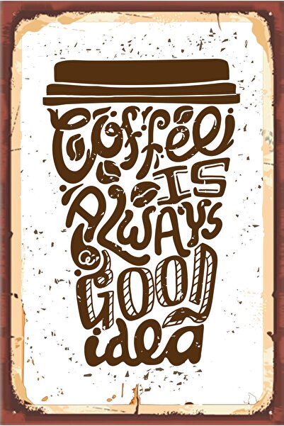 hediyeniburadabul Poster din lemn cu design ceai și cafea