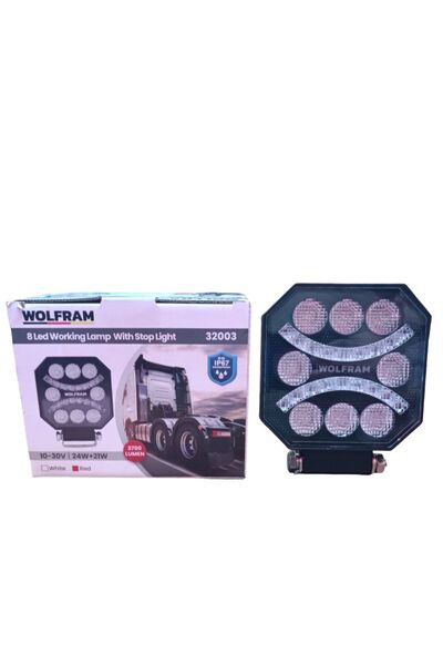 POLATLI OTO AKSESUAR WOLFRAM 8 LED ÇALIŞMA LAMBASI EMOJİLİ 10-30V 45W (KIRMIZ...