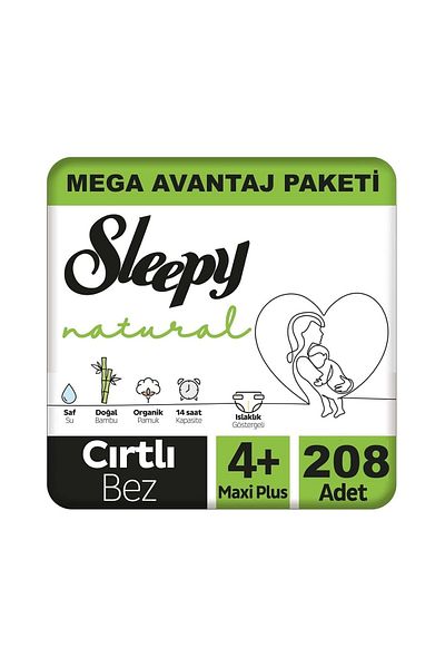 Sleepy حفاضات أطفال طبيعية مقاس 4+ مقاس ماكسي بلس عبوة ألترا أوبرتونيتي 208 قطعة