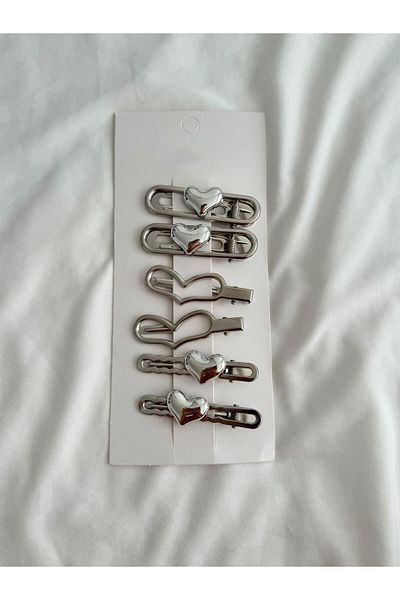 Planet Butik 6-Piece Metal Buckle Set - Heart