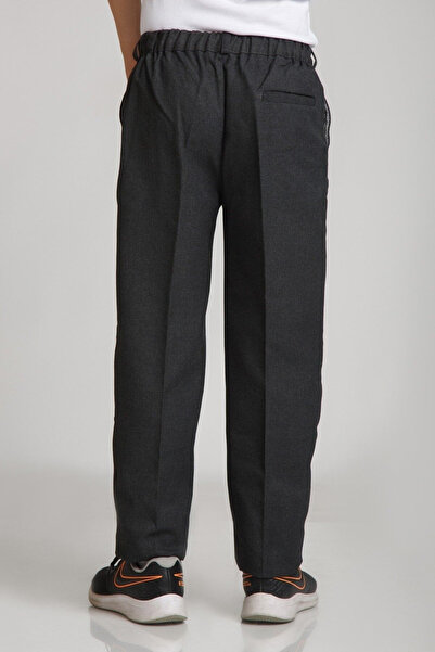 YAKAMEL Lise Boy Erkek Füme Dokuma Kumaş Likralı Yüksek Bel Rahat Okul Pantolonu