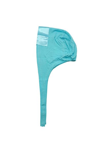PAKER GİYİM Turquoise Green Satin Hijab Bonnet - Lace-up Combed Cotton Front Piece