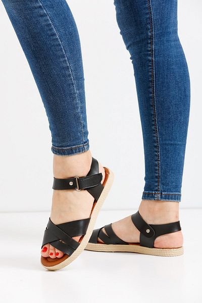 ALTUNTAŞ Women's Velcro Orthopedic Tabna Summer Sandals Model - Black
